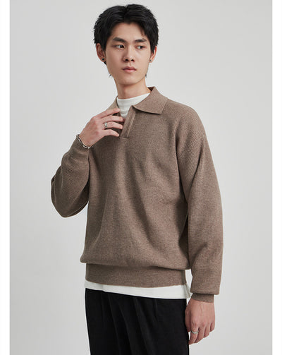 Suéter con Solapa Hombre Otoño Antibolitas Cuello V Manga Larga - Image 12
