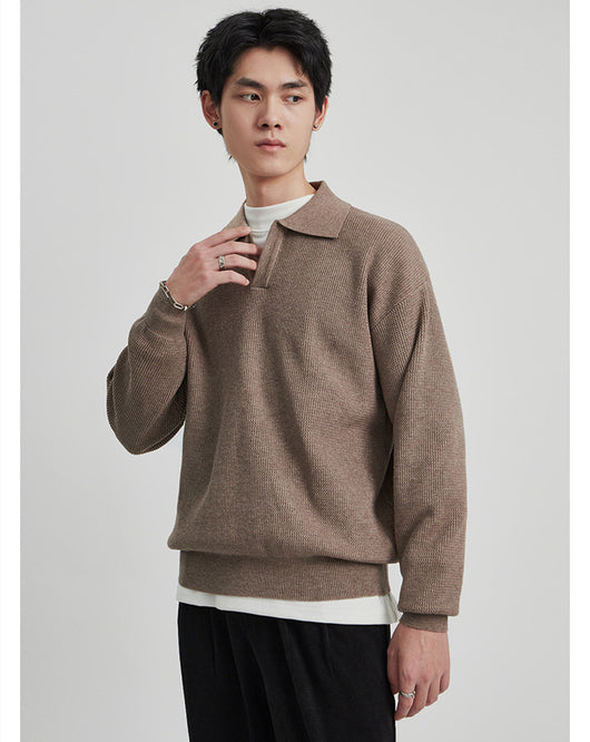 Suéter con Solapa Hombre Otoño Antibolitas Cuello V Manga Larga - Image 12