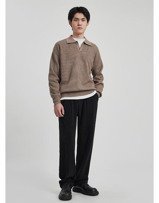 Suéter con Solapa Hombre Otoño Antibolitas Cuello V Manga Larga - Image 13