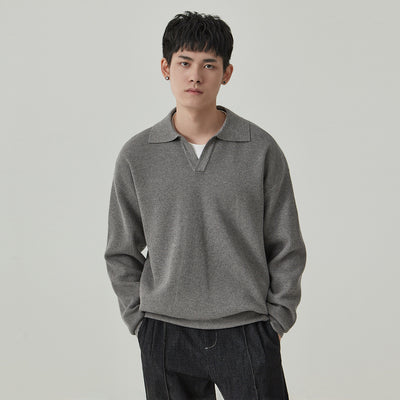 Suéter con Solapa Hombre Otoño Antibolitas Cuello V Manga Larga - Image 14