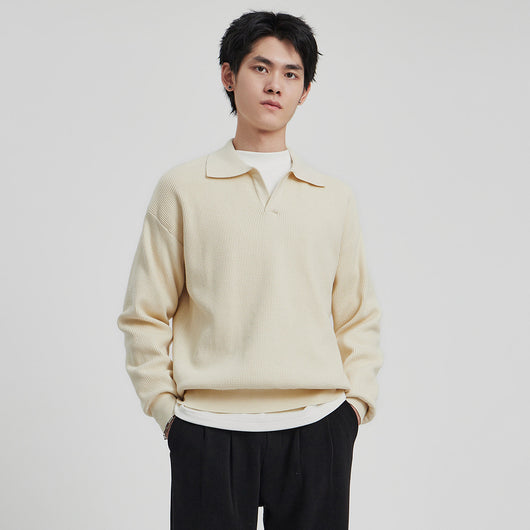 Suéter con Solapa Hombre Otoño Antibolitas Cuello V Manga Larga - Image 16