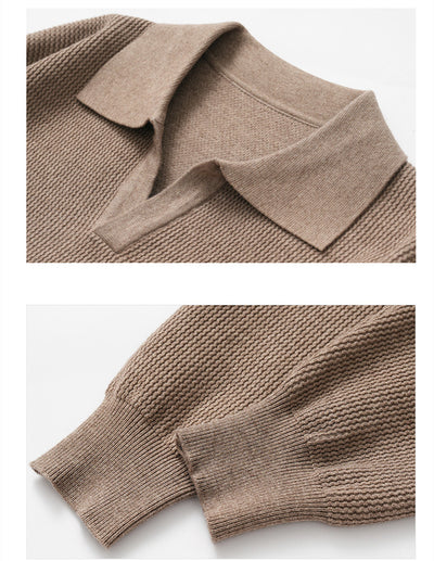 Suéter con Solapa Hombre Otoño Antibolitas Cuello V Manga Larga - Image 18