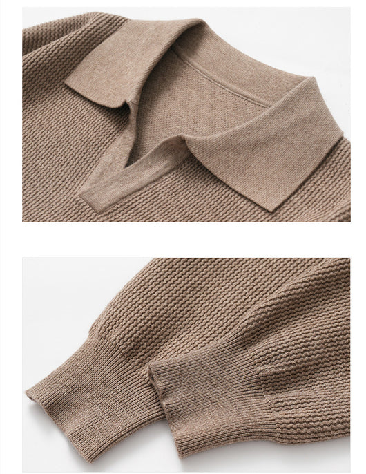 Suéter con Solapa Hombre Otoño Antibolitas Cuello V Manga Larga - Image 18