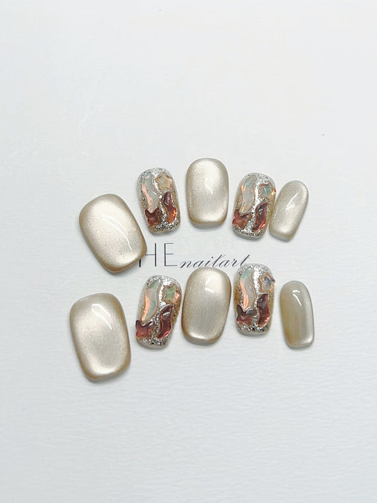 Uñas Postizas Cat's Eye Efecto Café con Leche - Image 15