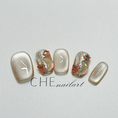 Uñas Postizas Cat's Eye Efecto Café con Leche - Image 16