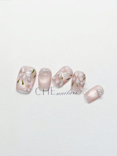 Uñas Postizas de Lujo Perla Floral - Diseño Personalizado Artesanal - Image 17