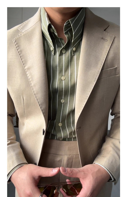 Camisa Casual de Negocios a Rayas Manga Larga para Hombre - Image 19