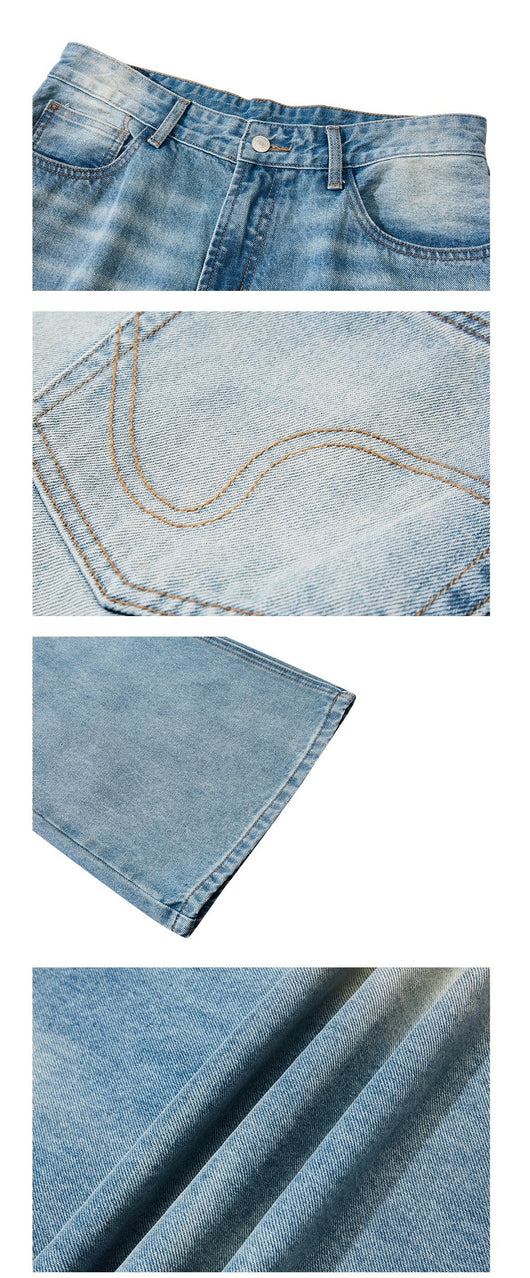 Jeans Vintage Azul Desteñido Estilo Americano para Hombre y Mujer - Image 19