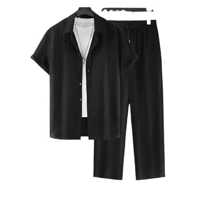 Camisa Ejecutiva a Rayas con Solapa y Pecho Estructurado para Hombre - Image 11