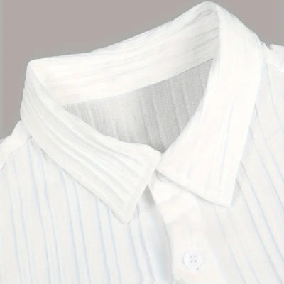 Camisa Ejecutiva a Rayas con Solapa y Pecho Estructurado para Hombre - Image 18