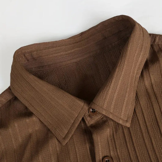 Camisa Ejecutiva a Rayas con Solapa y Pecho Estructurado para Hombre - Image 20