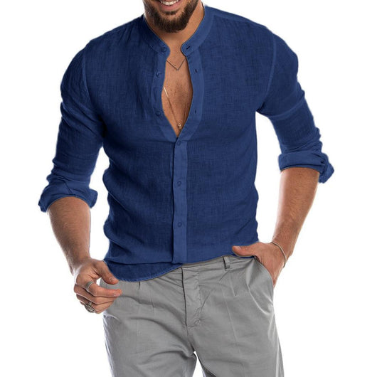 Camisa de Lino con Cuello Mao para Hombre - Image 9