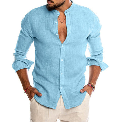 Camisa de Lino con Cuello Mao para Hombre - Image 10