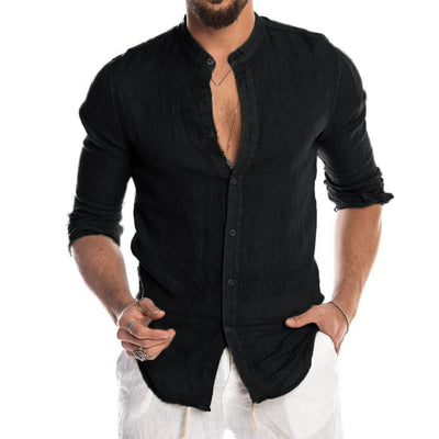 Camisa de Lino con Cuello Mao para Hombre - Image 15