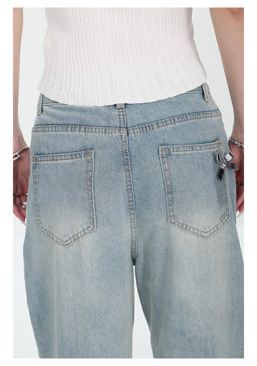 Jeans Rectos Retro con Lazada y Rotos para Mujer - Image 34