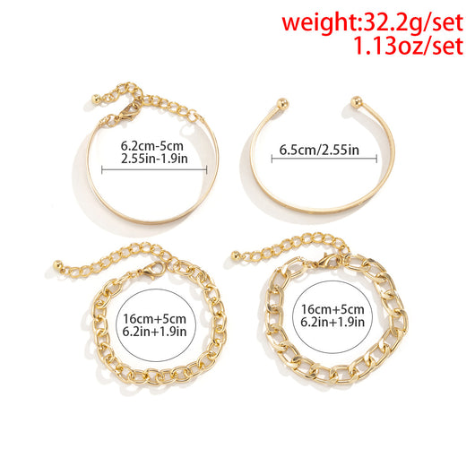 Juego de Pulseras de Cadena Hueca en C - Diseño Minimalista y Elegante - Image 11