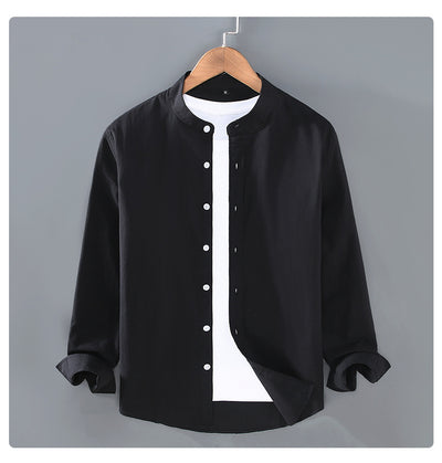Camisa Manga Larga Cuello Alzado Hombre Primavera Otoño - Image 26