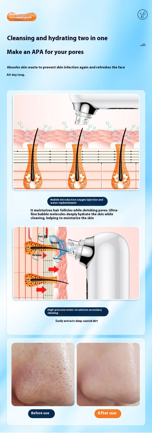 White and silver electric blackhead remover with clear water tank, purple suction head, and multiple probes. - Image 24