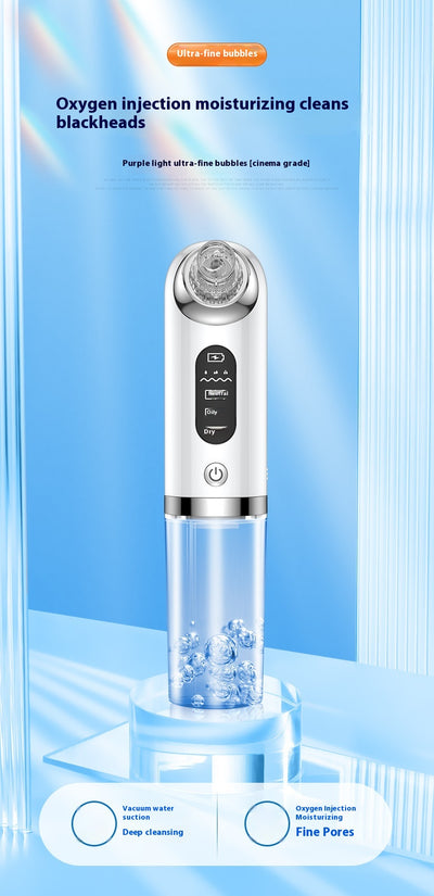 White and silver electric blackhead remover with clear water tank, purple suction head, and multiple probes. - Image 31