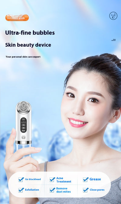 White and silver electric blackhead remover with clear water tank, purple suction head, and multiple probes. - Image 33