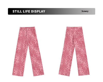 Pantalones Jeans Mujer Estampado Leopardo Corte Recto Holgado - Image 27