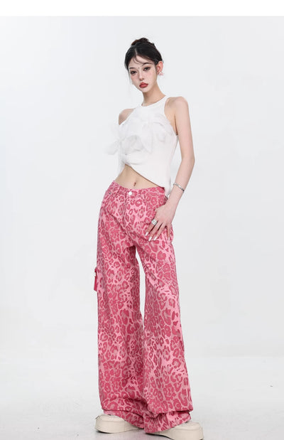Pantalones Jeans Mujer Estampado Leopardo Corte Recto Holgado - Image 38