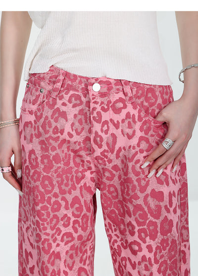Pantalones Jeans Mujer Estampado Leopardo Corte Recto Holgado - Image 40