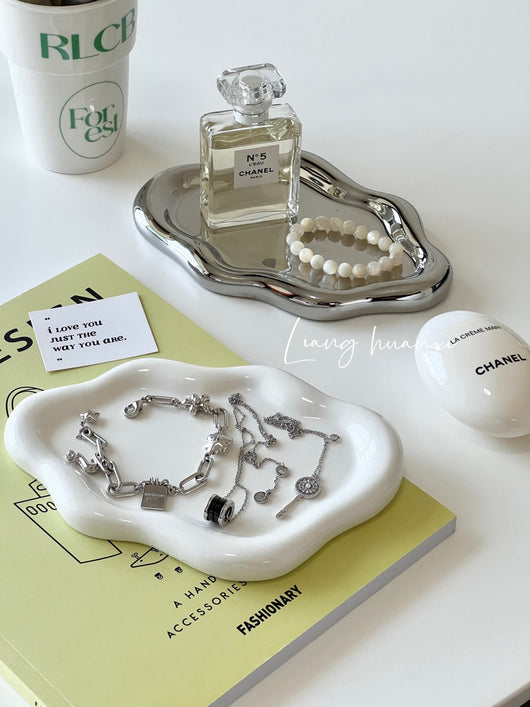 Bandeja de Almacenamiento de Joyas de Cerámica Cloud Lujo Minimalista - Image 38