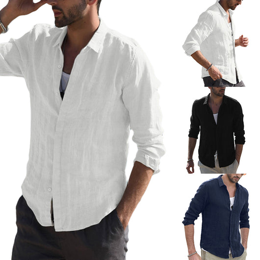 Camisa Casual de Algodón para Hombre con Bolsillo y Manga Larga - Image 7
