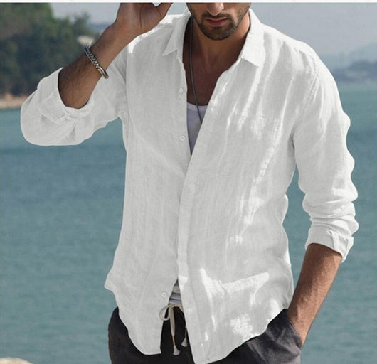 Camisa Casual de Algodón para Hombre con Bolsillo y Manga Larga - Image 9