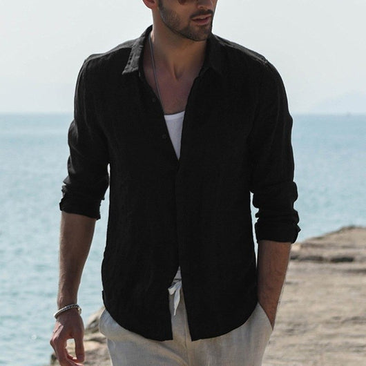 Camisa Casual de Algodón para Hombre con Bolsillo y Manga Larga - Image 10