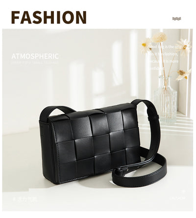 Bolsa Crossbody de Cuero Tejido Vintage con Asa Simple - Image 9
