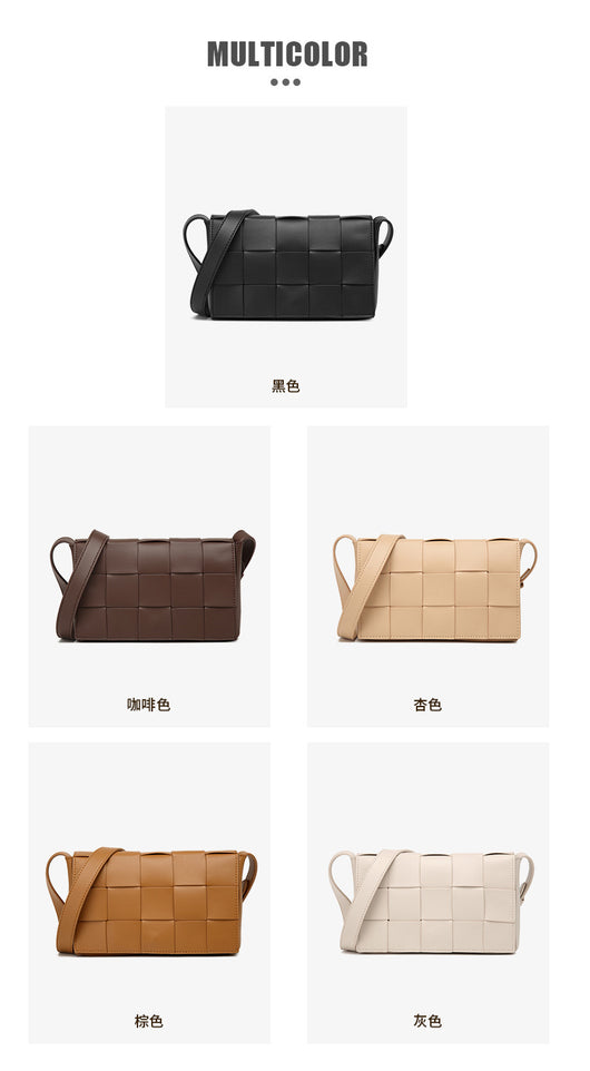 Bolsa Crossbody de Cuero Tejido Vintage con Asa Simple - Image 10