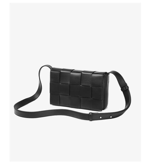 Bolsa Crossbody de Cuero Tejido Vintage con Asa Simple - Image 11