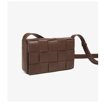 Bolsa Crossbody de Cuero Tejido Vintage con Asa Simple - Image 16