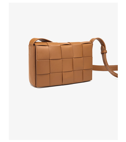 Bolsa Crossbody de Cuero Tejido Vintage con Asa Simple - Image 22