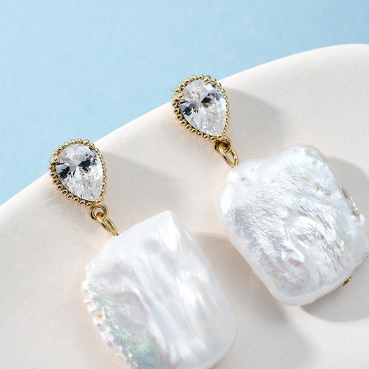 Aretes de Perla Barroca Natural en Plata S925 con Aguja - Image 10