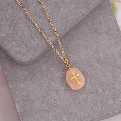 Collar de Cruz con Piedra Natural y Metal para Mujer - Image 10