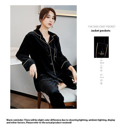 Pijamas para Parejas Terciopelo Rojo Dorado - Manga Larga Otoño Primavera - Image 13