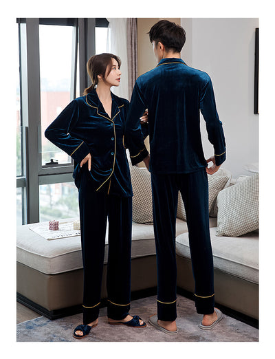 Pijamas para Parejas Terciopelo Rojo Dorado - Manga Larga Otoño Primavera - Image 15