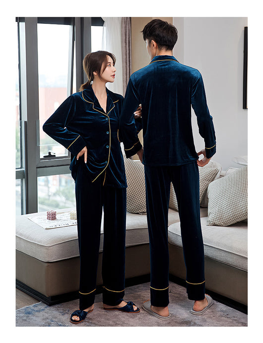 Pijamas para Parejas Terciopelo Rojo Dorado - Manga Larga Otoño Primavera - Image 15