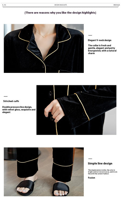 Pijamas para Parejas Terciopelo Rojo Dorado - Manga Larga Otoño Primavera - Image 16