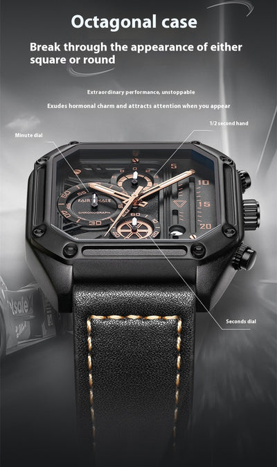 Reloj de Cuarzo Multifuncional con Esfera Cuadrada para Hombre - Image 8