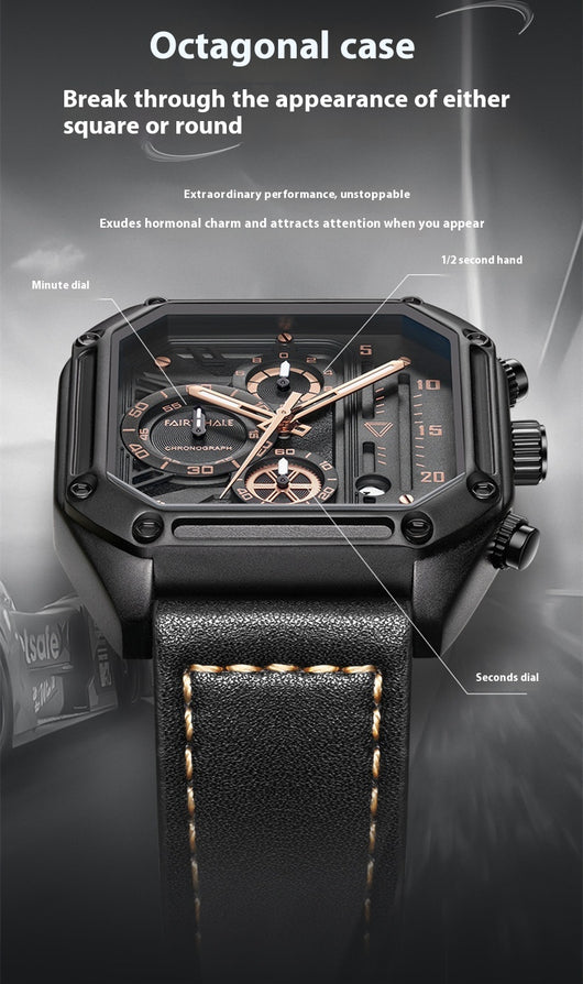 Reloj de Cuarzo Multifuncional con Esfera Cuadrada para Hombre - Image 8