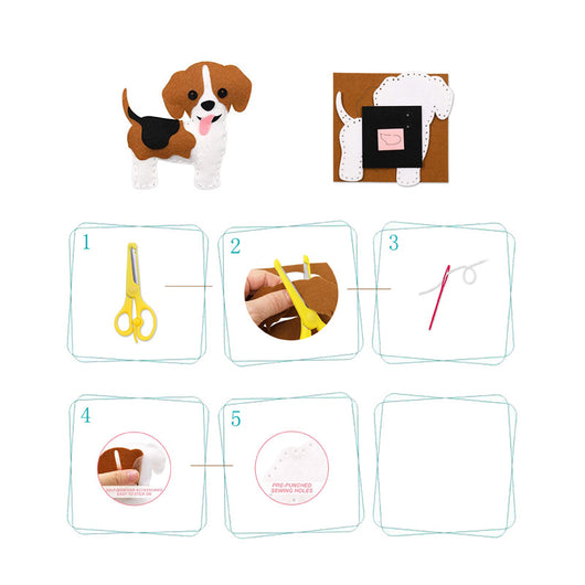Kit de Costura Educativa para Niños - Mascotas en Fieltro DIY - Image 23