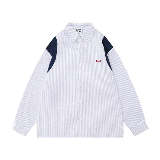 Camisa Suelta de Rayas Verticales Manga Larga para Hombre - Image 26