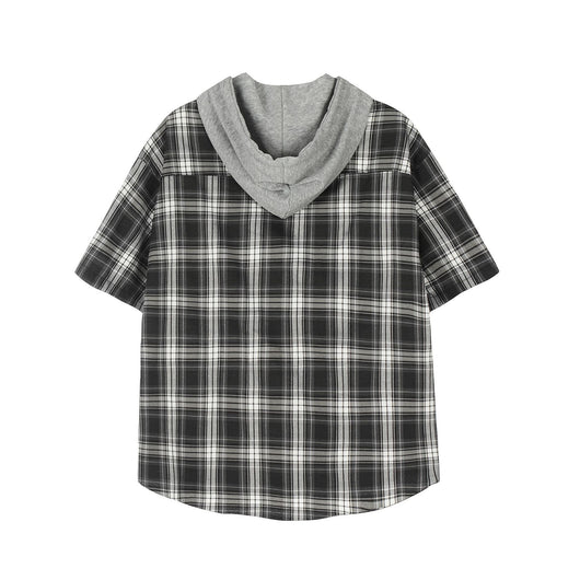 Camisa Cuadriculada con Capucha de Manga Corta para Hombre - Image 27