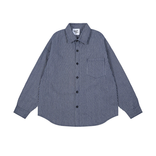Camisa Suelta de Rayas Verticales y Manga Larga para Hombre - Image 21