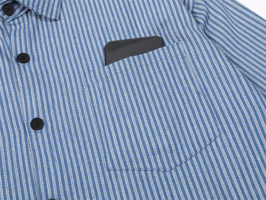 Camisa Suelta de Rayas Verticales y Manga Larga para Hombre - Image 23