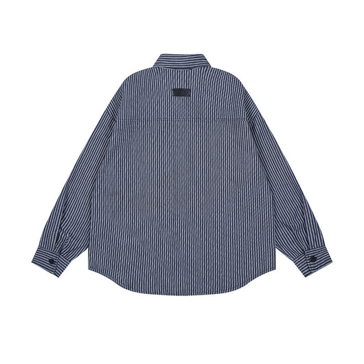 Camisa Suelta de Rayas Verticales y Manga Larga para Hombre - Image 26